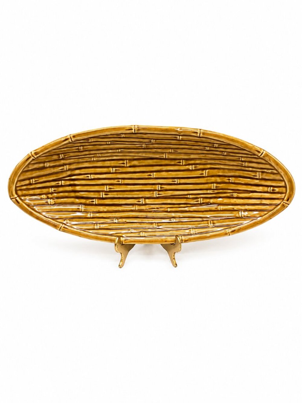 Home Studio Monterey Collection Tan Ceramic Bamboo Serving Platter